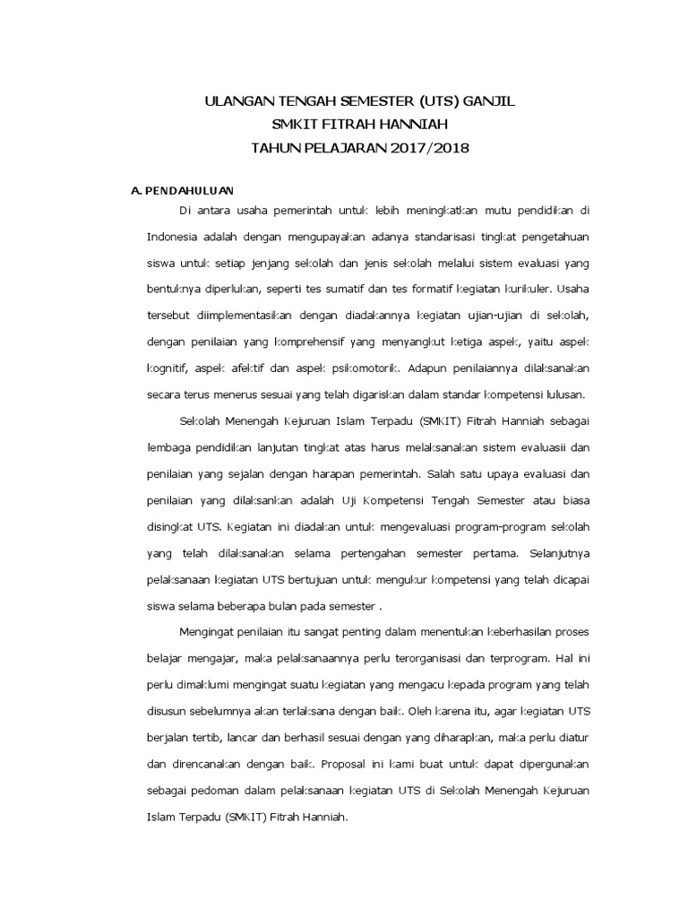 Proposal UTS New TA 2017-2018 | PDF