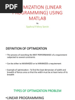 Optimization (Linear Programming) Using Matlab