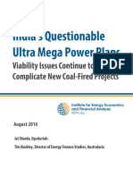 India’s Questionable Ultra Mega Power Plans Viability Issues Continue to Complicate New Coal Fired Projects August 2016