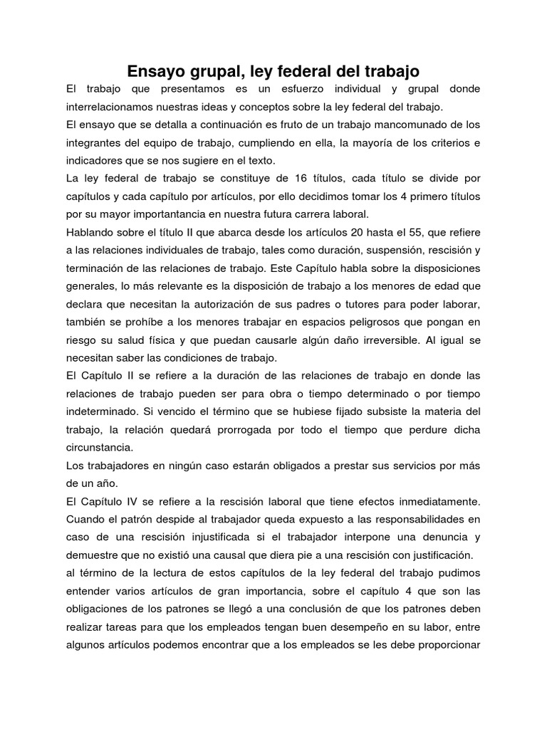 Análisis de la Ley Federal del Trabajo | PDF | Derecho laboral | Salud ...