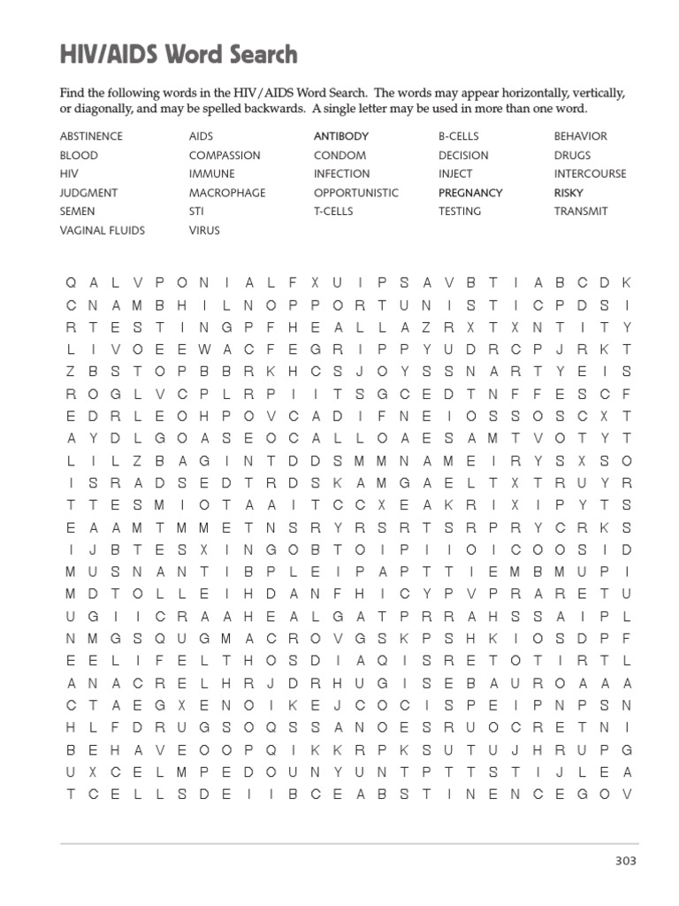 3HIV_AIDSWordSearch | Male Genital Disorders | Hiv/Aids