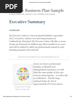 Daycare Business Plan Sample