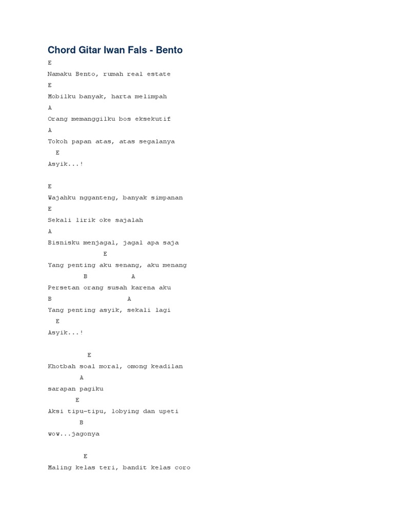 Chord Gitar Iwan Fals