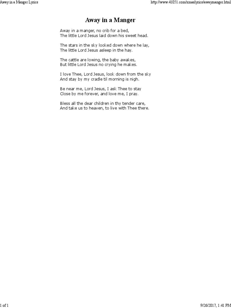 away in a manger lyrics pdf | pdf