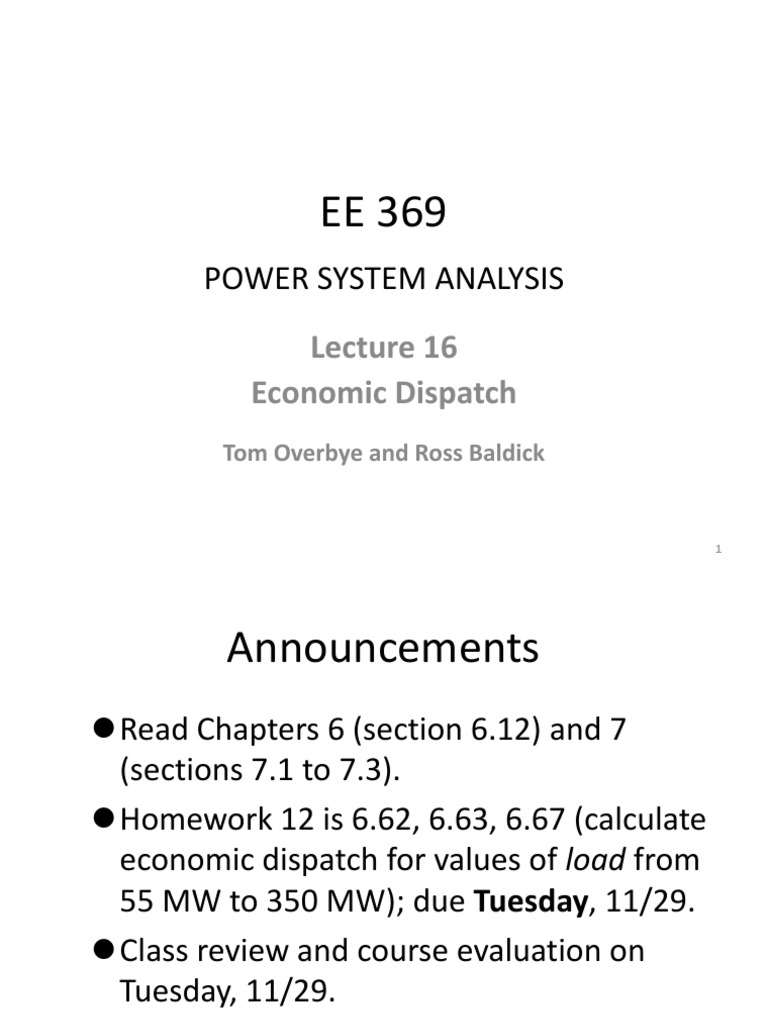 Economic Dispatch in Power Systems | PDF | Electrical Engineering ...