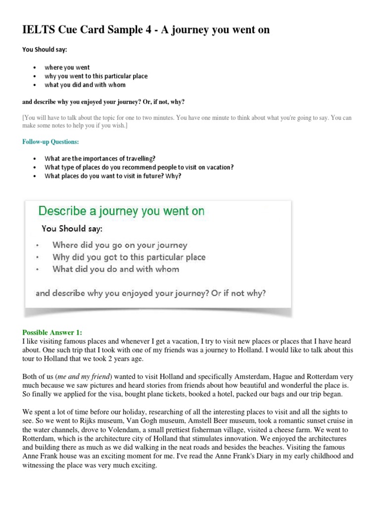 ielts cue card sample 4 - a journey you went on | tourism