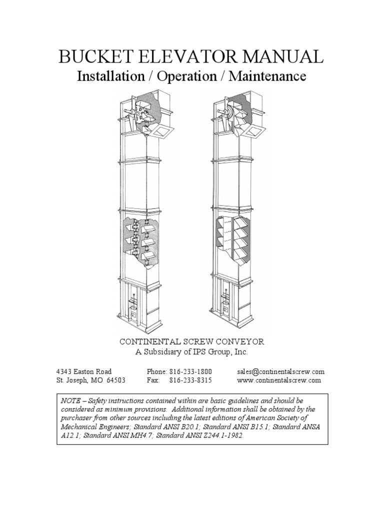 Bucket Elevator Manual Belt (Mechanical) Elevator