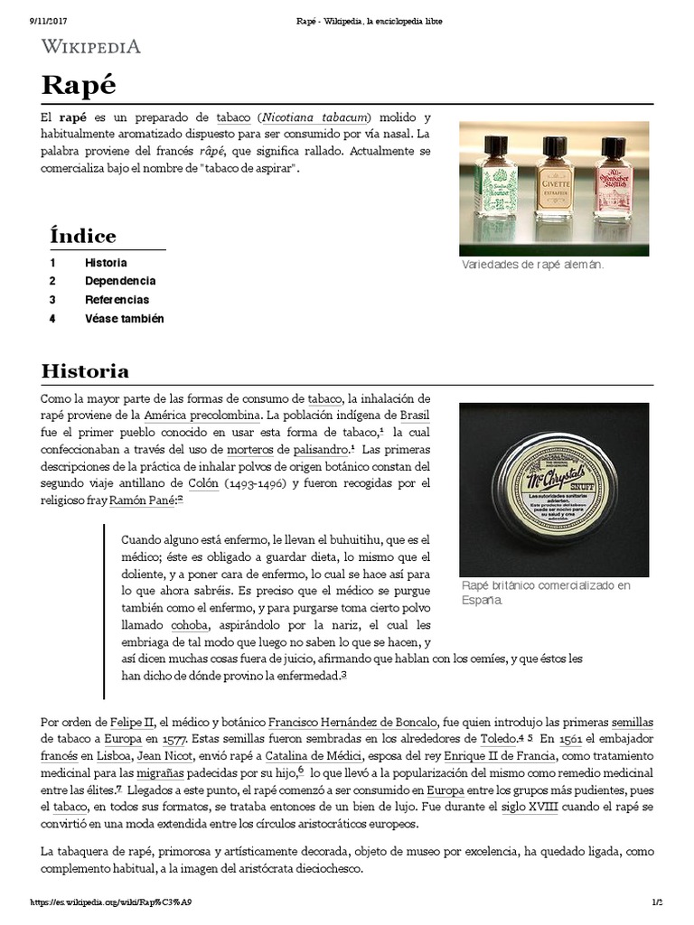 rapé tobacco wikipedia Rapé - Wikipedia, La Enciclopedia Libre | PDF | Tabaco (tabaco)