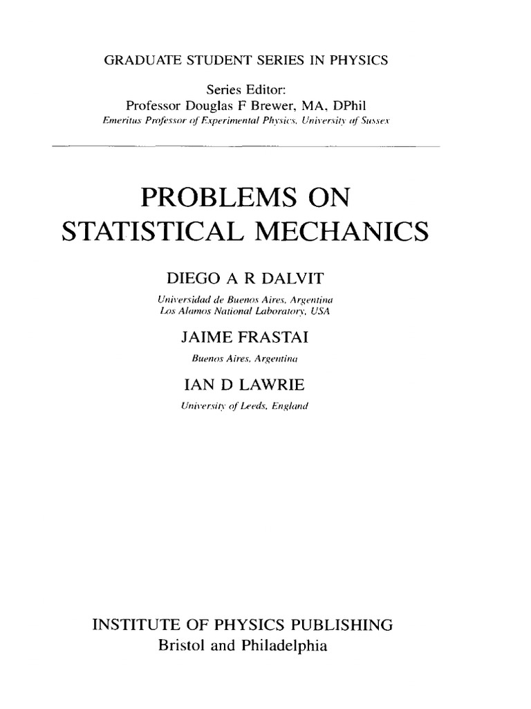 Problems on Statistical Mechanics 洋書 Problems On Statistical Mechanics PDF | PDF