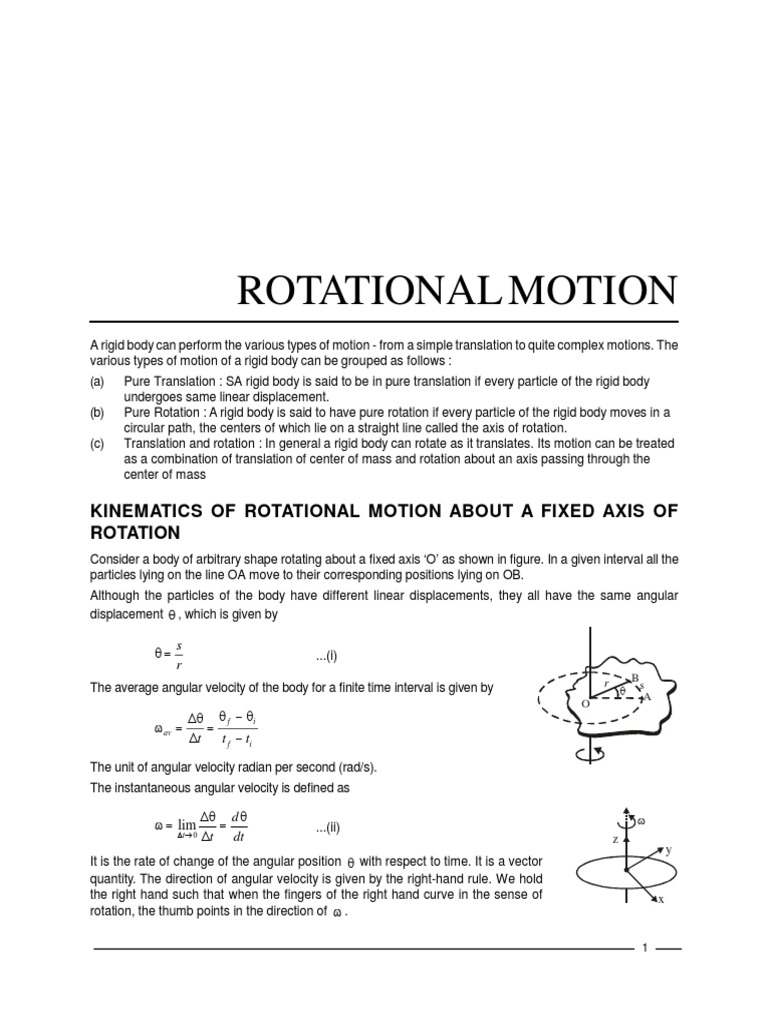 Kinematics of Rotational Motion | PDF | Rotation Around A Fixed Axis ...