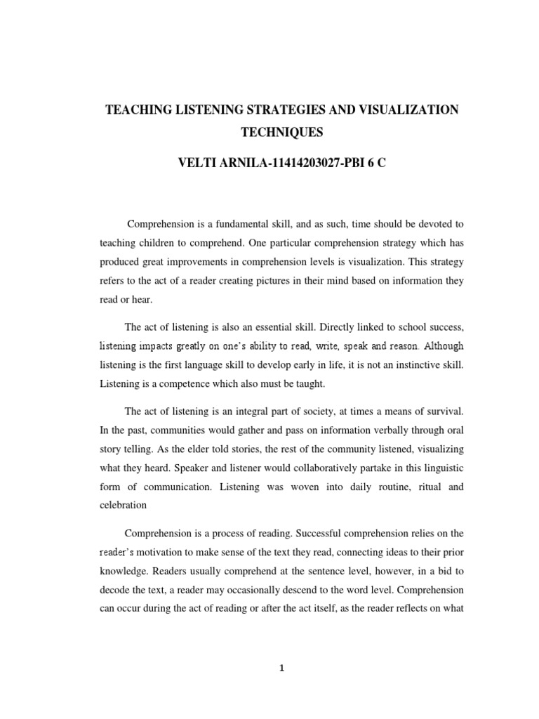 Teaching Listening and Visualization Skills | PDF | Reading ...