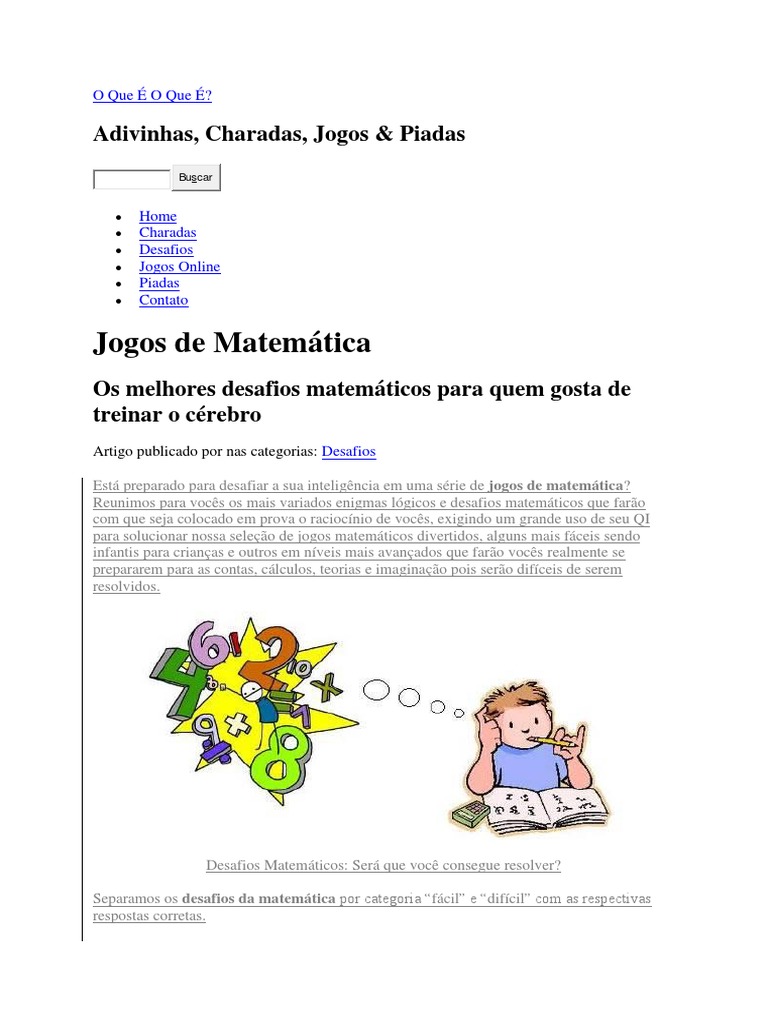 QUIZ de MATEMÁTICA :: Quantas você acerta? :: Treine sua Memória com 20  Continhas de Matemática! 