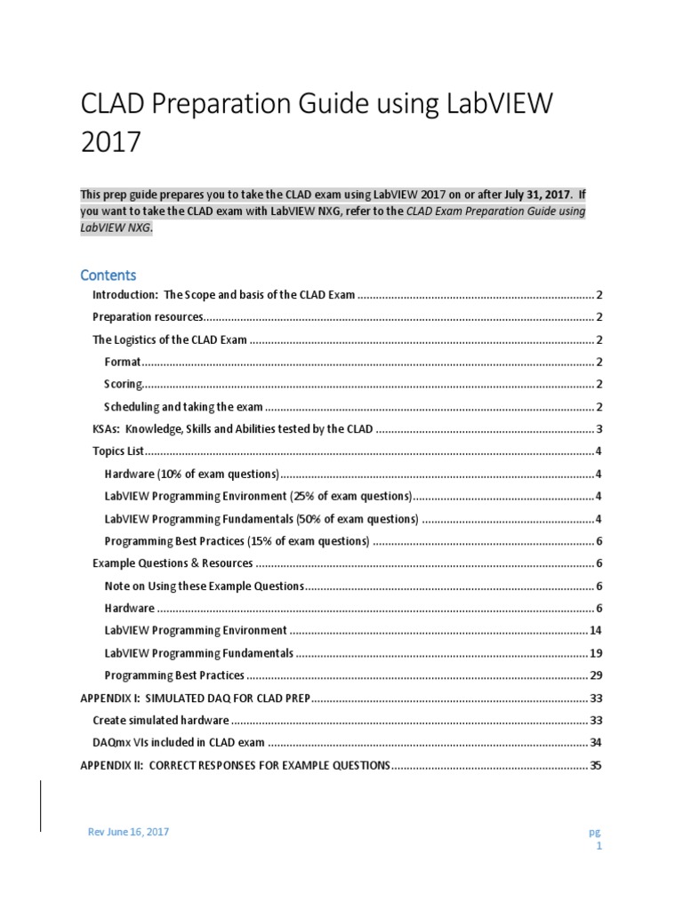 Clad Exam Preparation Guide – Certified LabVIEW Associate Developer ...