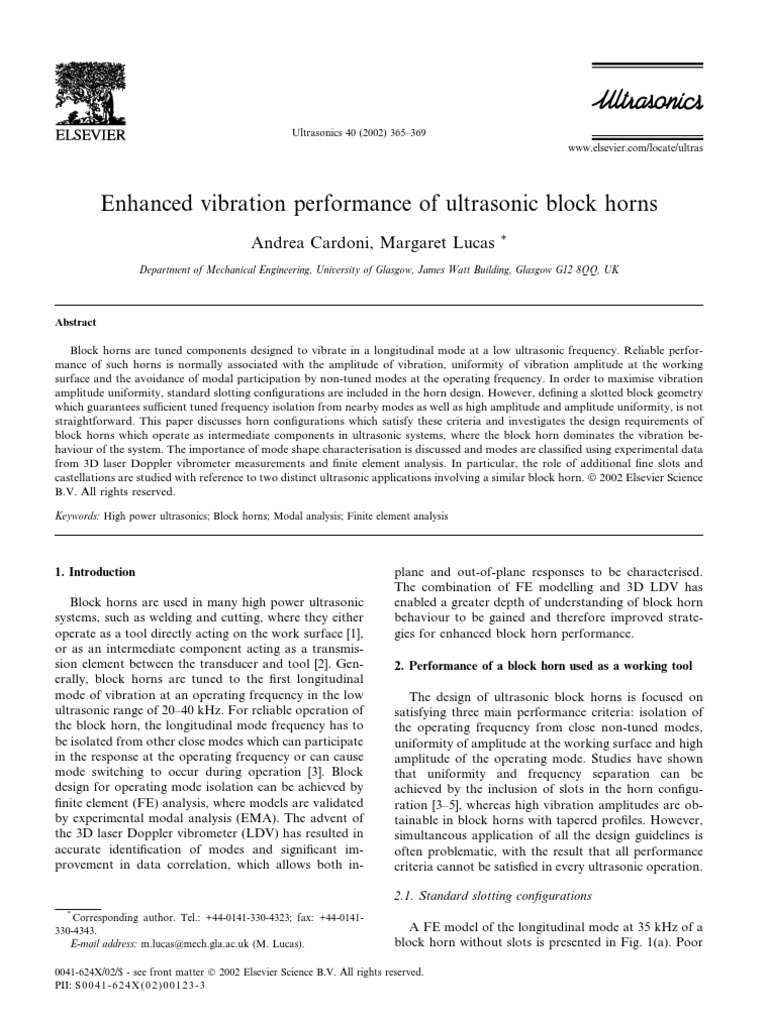 Optimizing Ultrasonic Block Horn Design | PDF | Normal Mode | Ultrasound