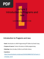 Introduction To Programs and Java: Lund Amateur Coder's Club