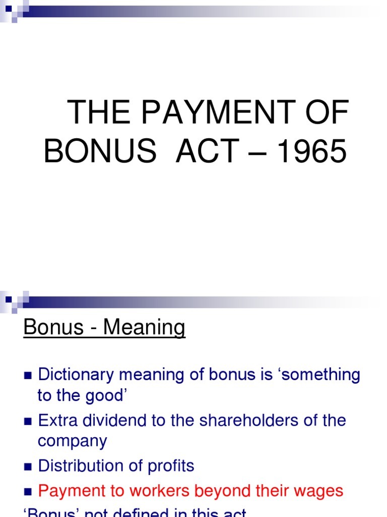 Bonus Act 1965 1 Employment Salary