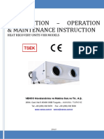 Installation - Operation & Maintenance Instruction: Heat Recovery Units VHR Models