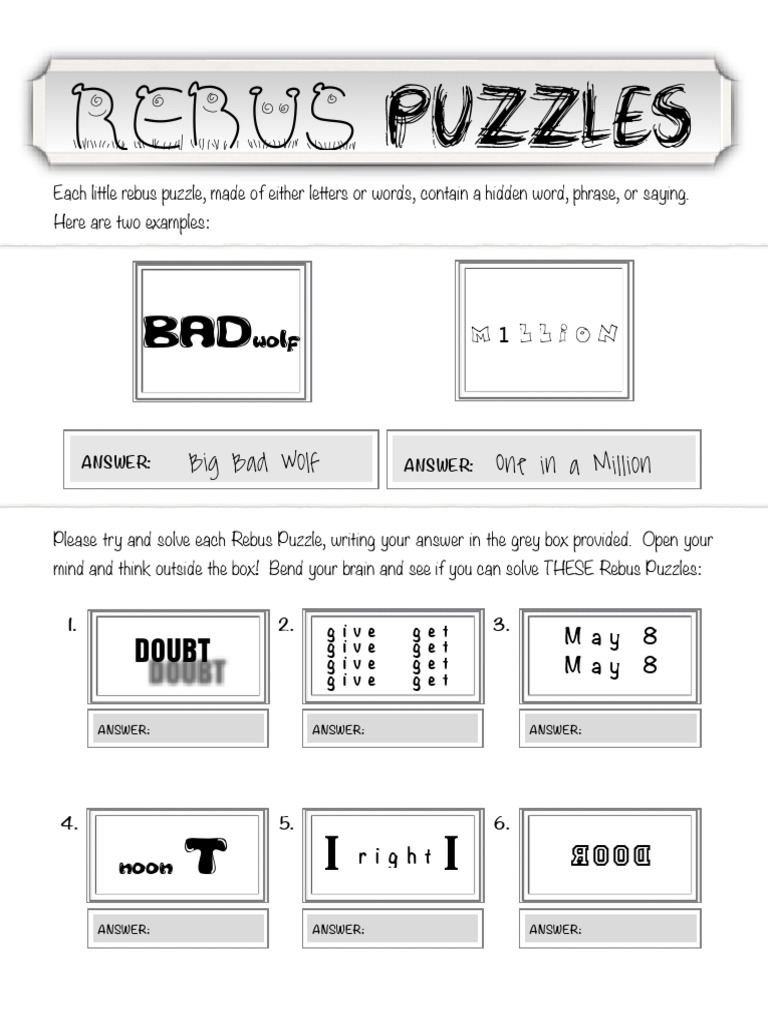Ideasrebuswuzzlepuzzleworksheetpdf - 