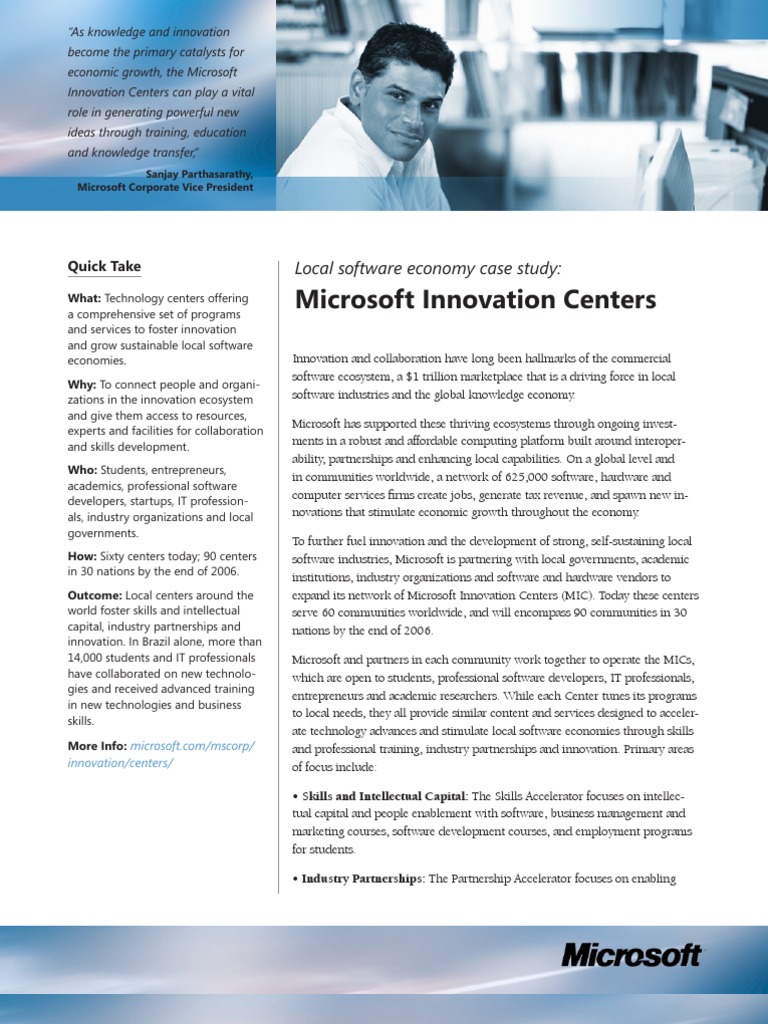 Microsoft Innovation Centers Expansion | PDF | Economies | Business
