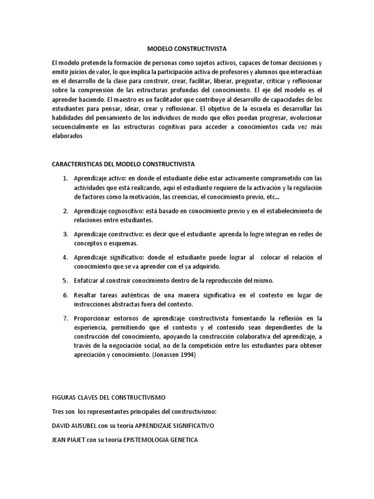 Modelo Educativo Constructivista | PDF | Constructivismo (filosofía de ...