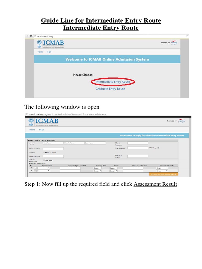 Admission Guideline Intermediate Entry Route | PDF