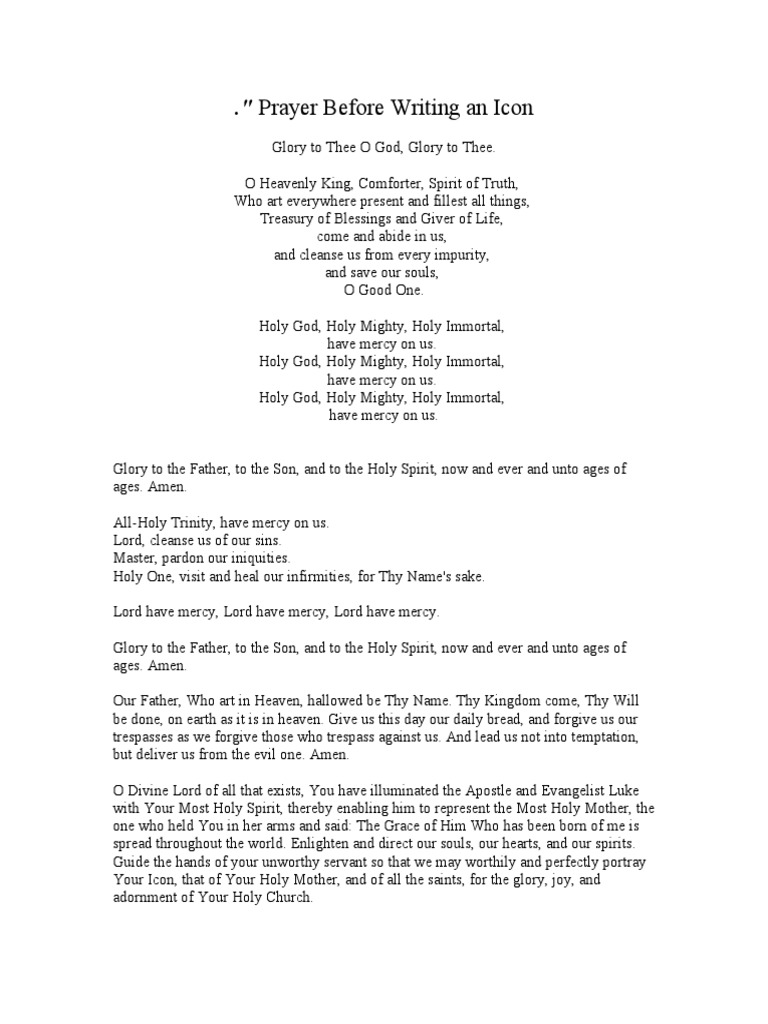 Prayer Before Writing an Icon | PDF | Lord's Prayer | Mercy