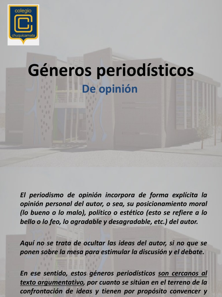 Géneros Periodísticos de Opinión Octavo. Autor Editorial