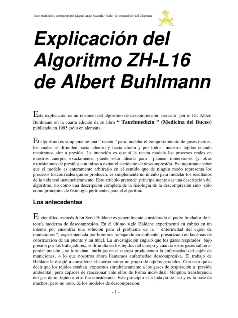 Explicación del Algoritmo ZH-L16 de Albert Buhlmann para el cálculo de ...