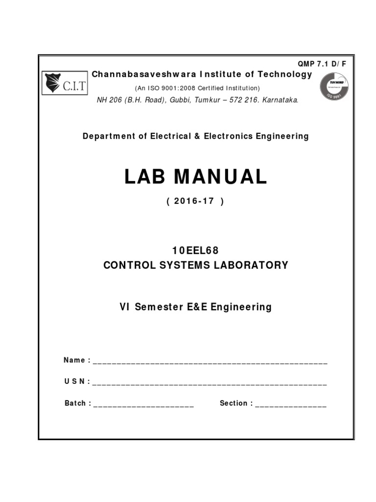 Cs Lab Manual | PDF | Electronics | Electrical Engineering
