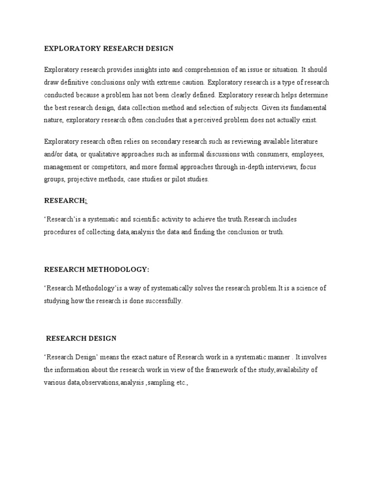 Exploratory Research Design Overview | PDF | Research Design | Academic ...