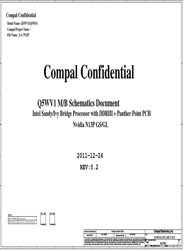 Compal La-7912p r0.4 Schematics PDF | PDF | Classified Information ...