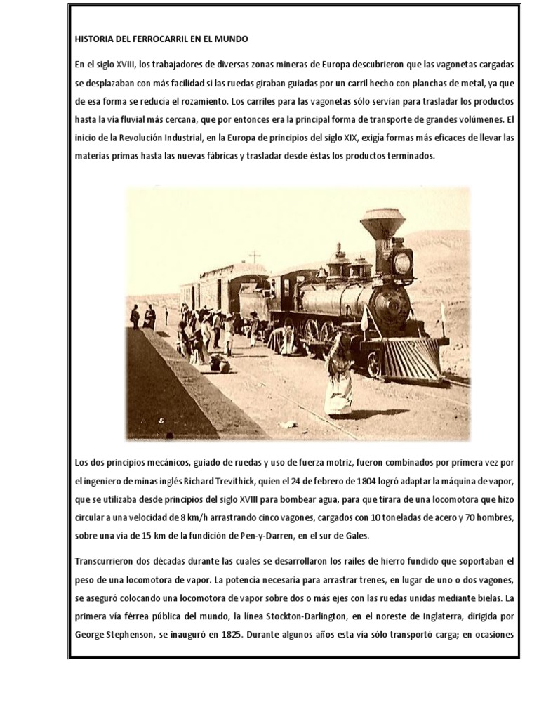 Vacante Tormento alcanzar Historia Del Ferrocarril en El Mundo | PDF | Locomotoras | Transporte  ferroviario