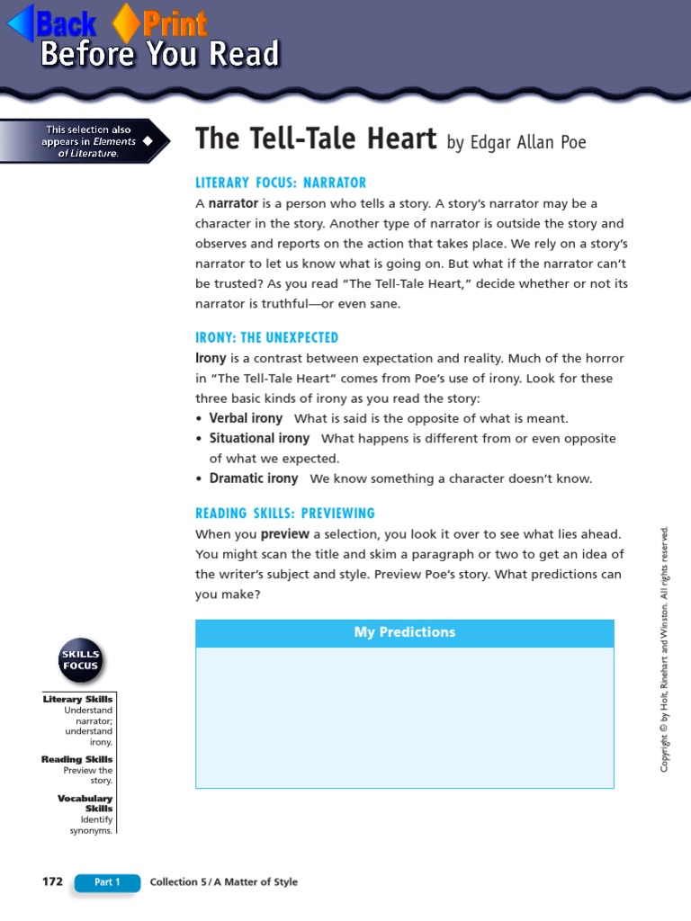 Tell Tale Heart PDF Irony Narration