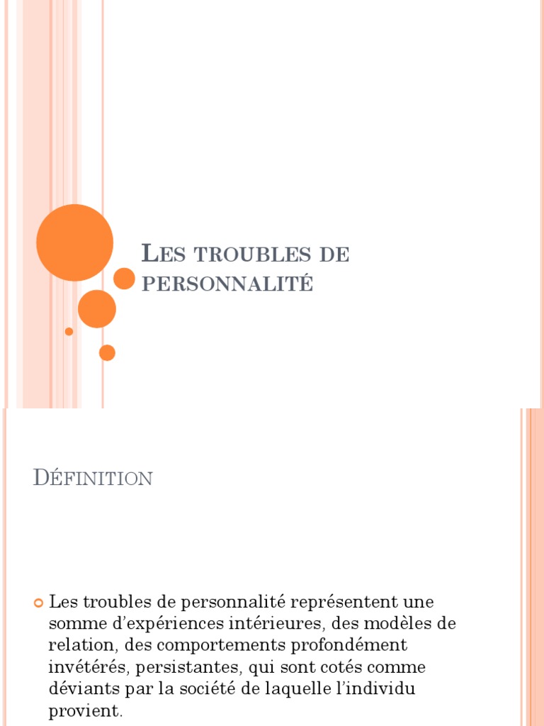 Les Troubles de Personnalite PDF Trouble mental Trouble de la