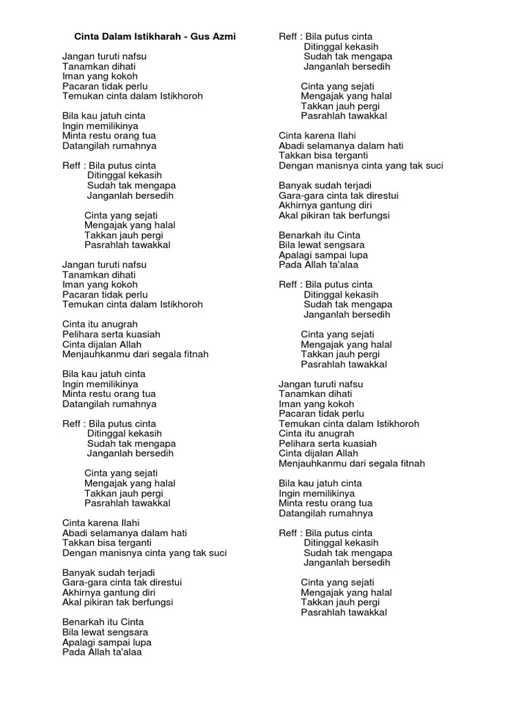 Cinta Dalam Istikharah Gus Azmi Reff