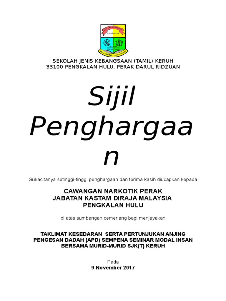 Jenis Font Untuk Sijil Penghargaan