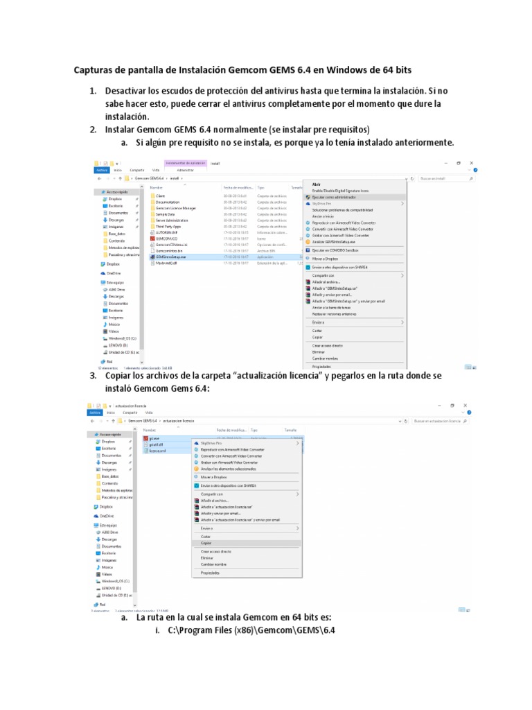 Instalación de Gemcom GEMS 6.4 en Windows | PDF
