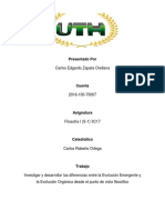 Investigar y Desarrollar Las Diferencias Entre La Evolución Emergente y La Evolución Orgánica Desde El Punto de Vista Filosófico.