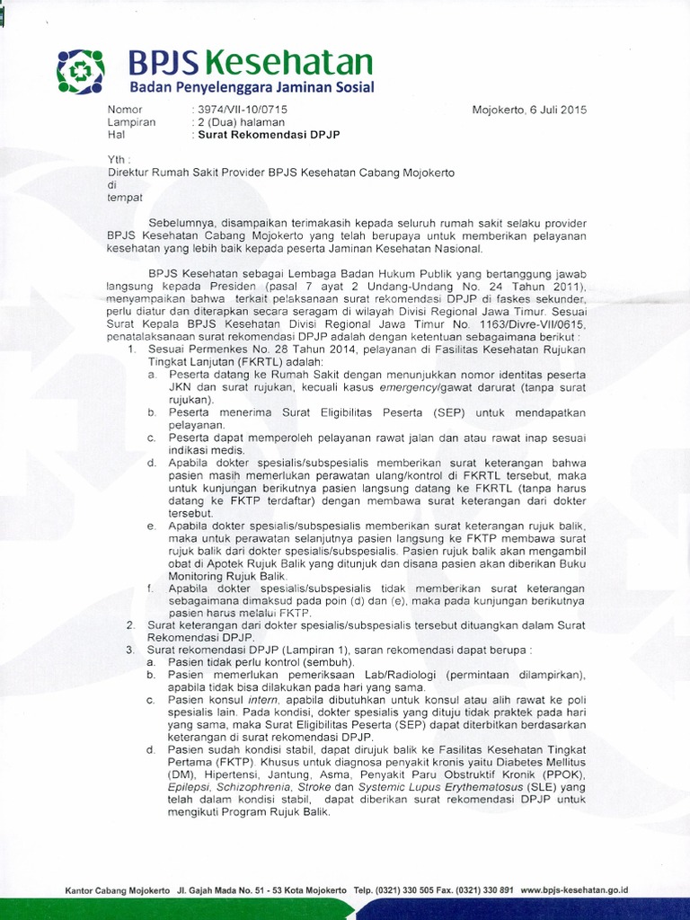 Surat Rekomendasi Dpjp Pdf