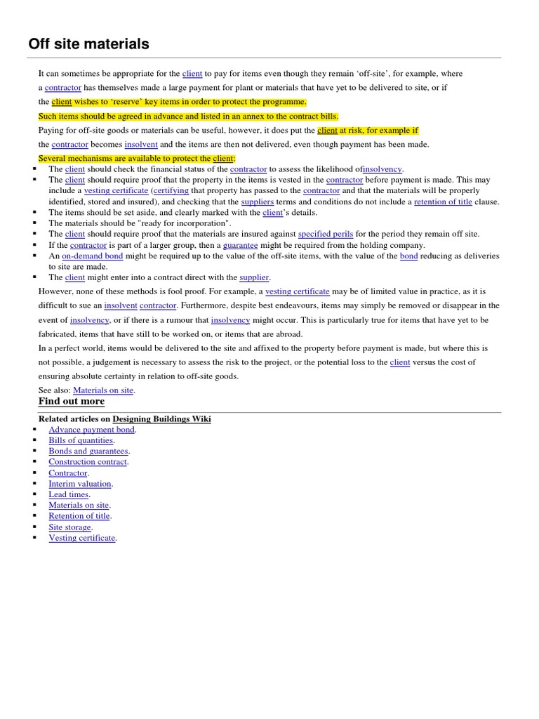 Off Site Materials PDF | PDF | Insurance | Finance (General)