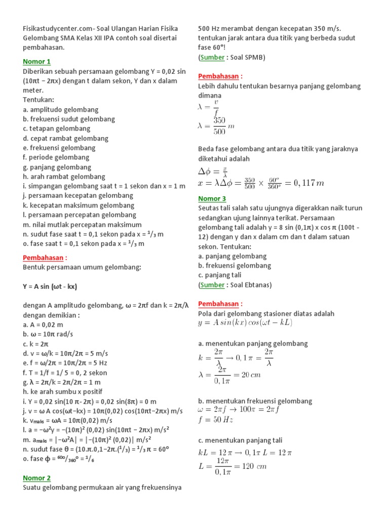 26++ Contoh Soal Gelombang Berjalan Fisika Study Center
