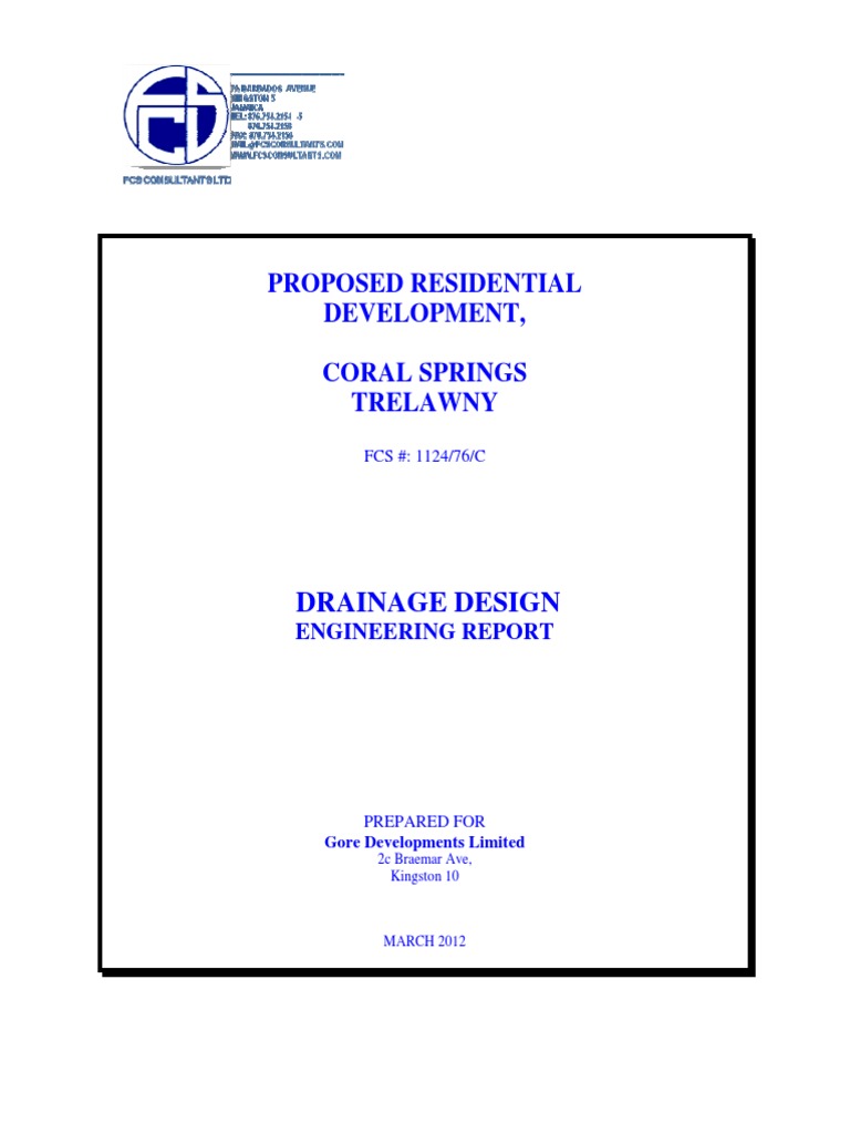 Coral Springs Drainage Design Report | PDF | Storm Drain | Flood