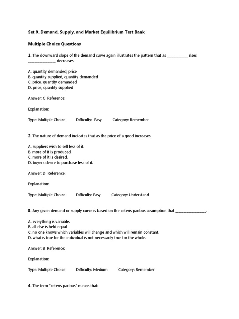 Understanding Demand, Supply, and Market Equilibrium through Multiple