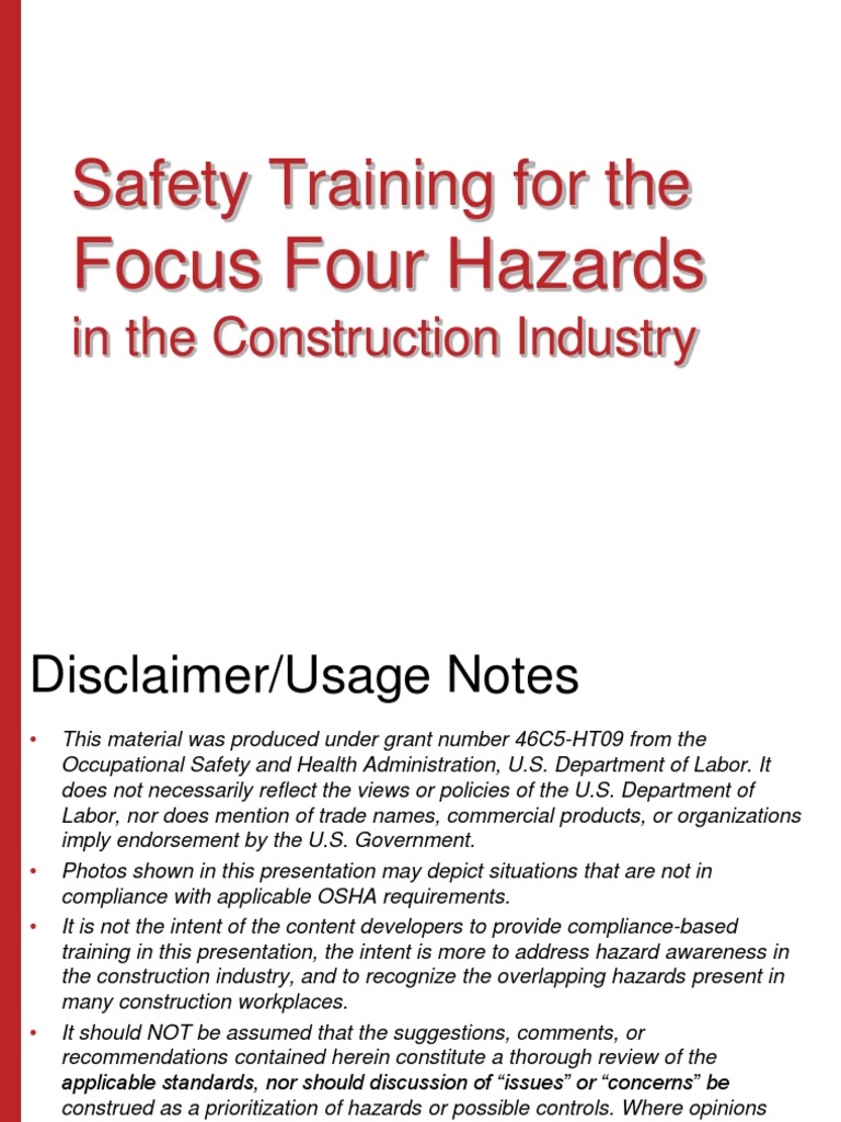 Focus Four Hazards English Occupational Safety And Health Occupational Safety And Health