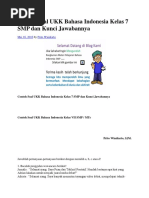 Download Contoh Soal UKK Bahasa Indonesia Kelas 7 SMP dan Kunci Jawabannyadocx by hardanas SN364029962 doc pdf