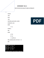 Experiment No:-6: 5.1 Write A PL/SQL Code Block To Find Total and Average of 6 Subjects and Display The Grade. Ans