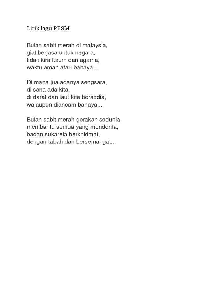 Lirik Lagu Pbsm Pdf