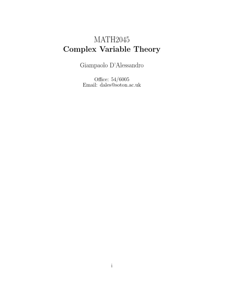 MATH2045: Vector Calculus & Complex Variable Theory | PDF
