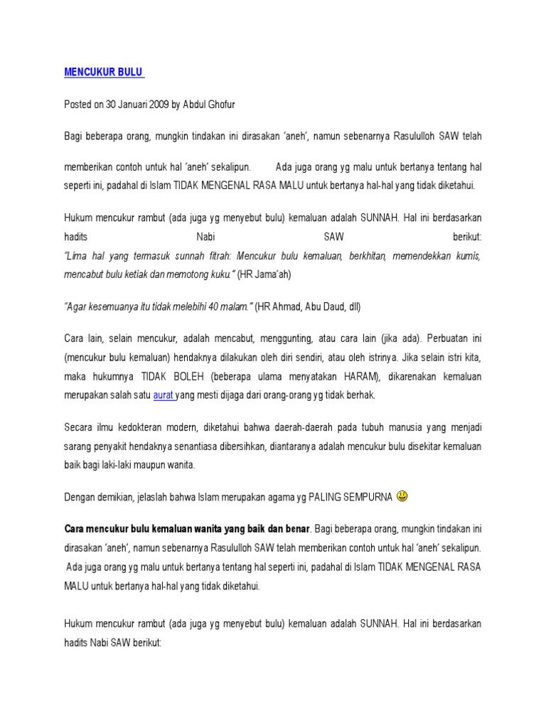 Bagaimana Cara Mencukur Bulu Kemaluan Menurut Islam