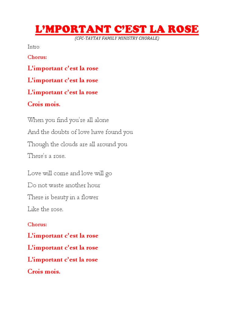 L’Mportant C’Est La Rose L'important c'est la rose L'important c’est